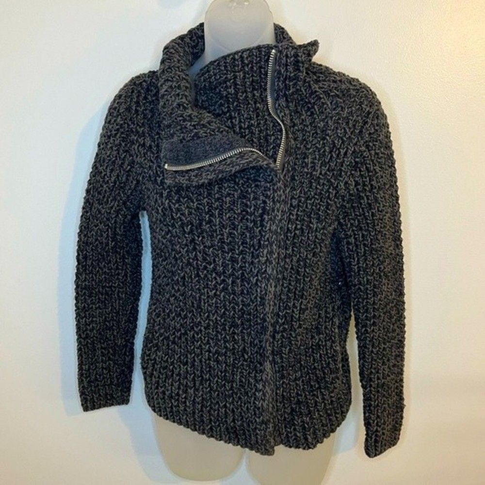GAP Women’s Gray Chunky Knit Zip Up Sweater Size XS